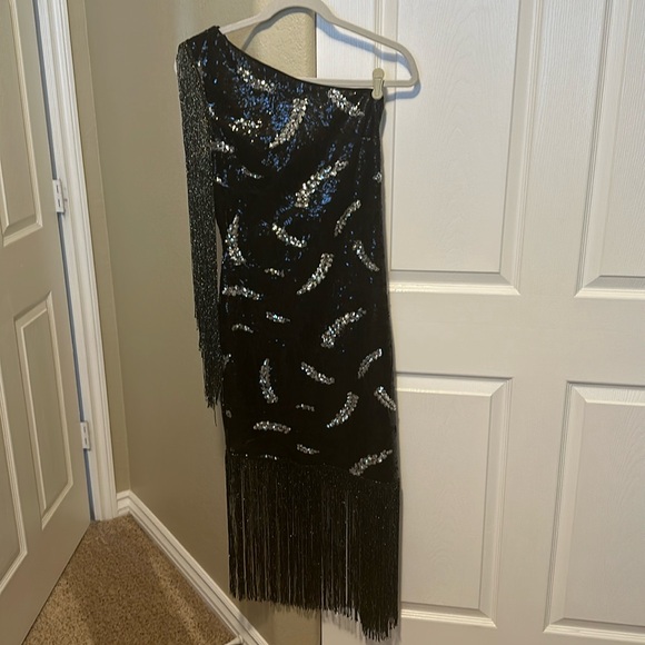 La Revue Nègre Feather Sequins Evening Gown, Flapper 1920’s inspired - Picture 4 of 12